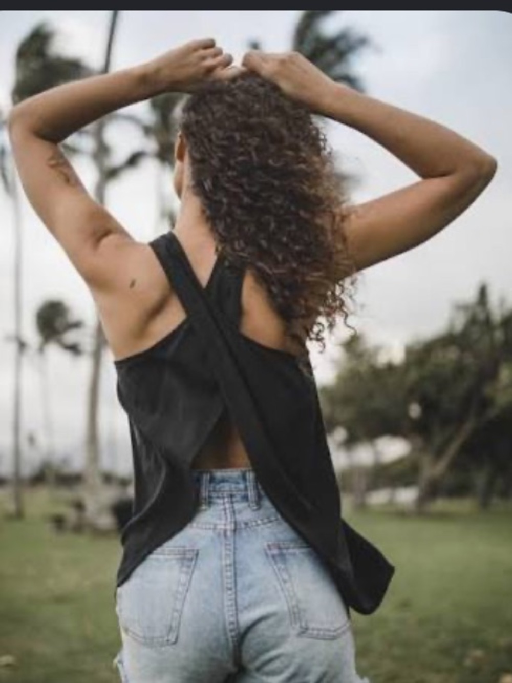 Ten tree Harbor Cross-Back Tank Top in Black